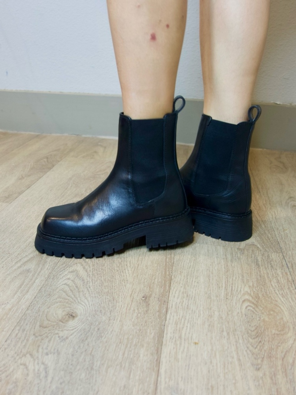 Free People Black Lug Sole Chelsea Booties